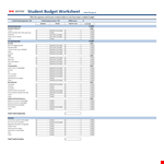Student Monthly Budget Worksheet Template example document template