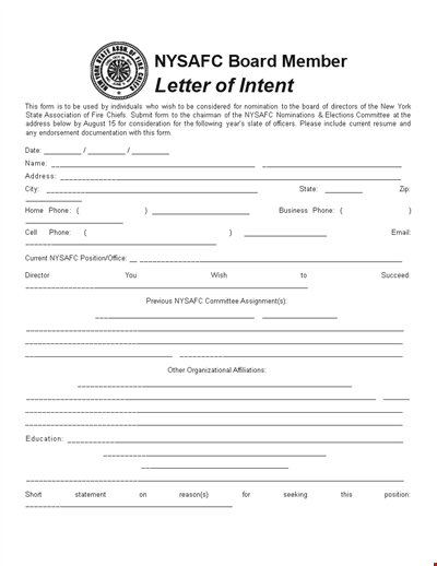 Sample Letter of Intent for State Committee