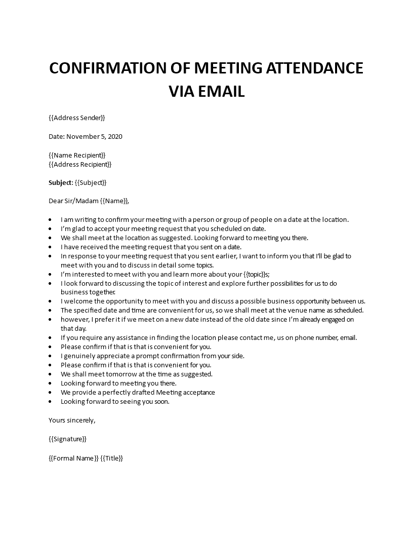 Meeting acceptance letter