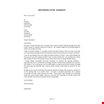 University Cover Letter example document template