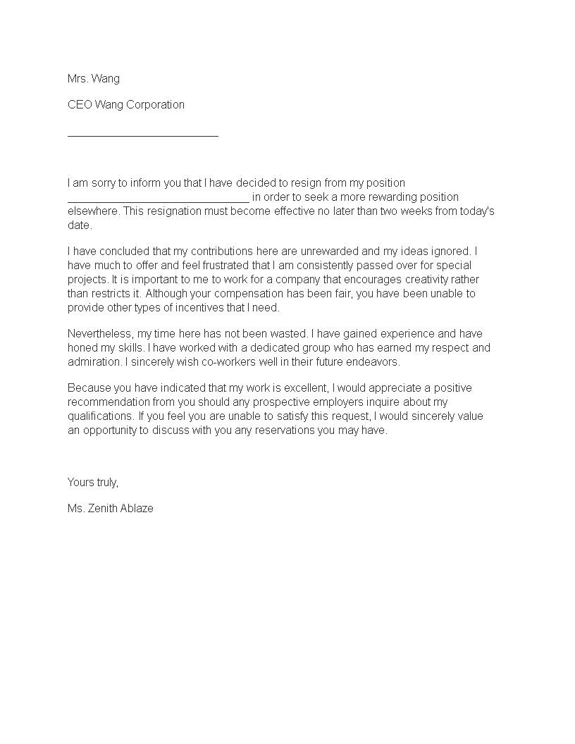 Resign with Ease Two Weeks Notice to Leave Your Position