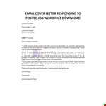 Cover Letter Respons to Job Post example document template