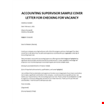 Accounting Supervisor Cover letter example document template