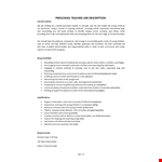 Lead Preschool Teacher Job Description example document template