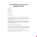 Office Manager sample Cover Letter  example document template