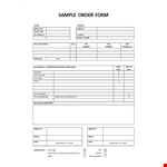 Sample Order Form example document template