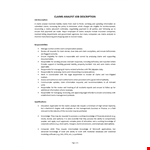 Claims Analyst Job Description example document template