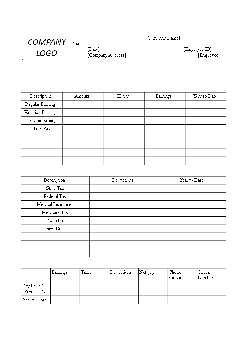 Paycheck Stub Template Paycheck Stub Template