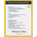 Outdoor Spring Cleaning List example document template