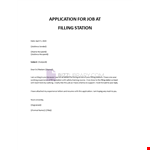 Application for Job at Filling Station example document template