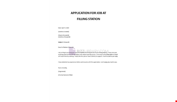 Application for Job at Filling Station