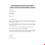 Risk Management Supervisor cover letter  example document template