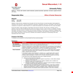 University Student Misconduct Policy - Sexual Offenses and More example document template