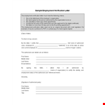 Employee Work Verification Letter example document template