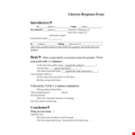 Literary Response Essay: Exploring Characters, Quotes, Stories, and Authors example document template