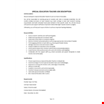 Special Education Teacher Job Description example document template