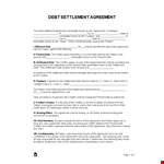 Settle Debts with a Creditor through a Settlement Agreement - Shall and Must Clauses Included example document template