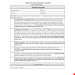 Employee Service Recognition Award Template - Take Actions with Specific Service Actions example document template