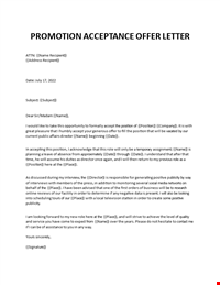 Job Promotion Acceptance Letter