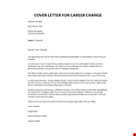 Cover letter for Career Change example document template