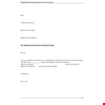 Corporate Secretary Resignation Letter example document template