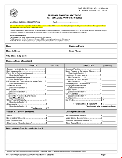 Personal Financial Statement Format: How to Organize and Complete the Information in Each Section