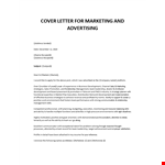 Marketing and Advertising Cover Letter example document template