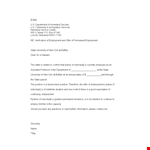 Proof of Employment Letter from Department example document template