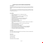 Security Daily Activity Report Job Description example document template