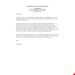 Job Application Letter For Hr Operations Manager example document template