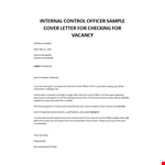 Internal Control Officer cover letter example document template