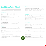 Order Sheet Template for Pool Menu: Salad, Fries, Cheese, Sweet Options example document template