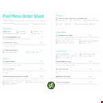 Order Sheet Template for Pool Menu: Salad, Fries, Cheese, Sweet Options example document template 
