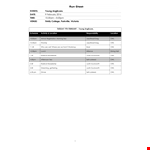 Simple Run Sheet Template example document template