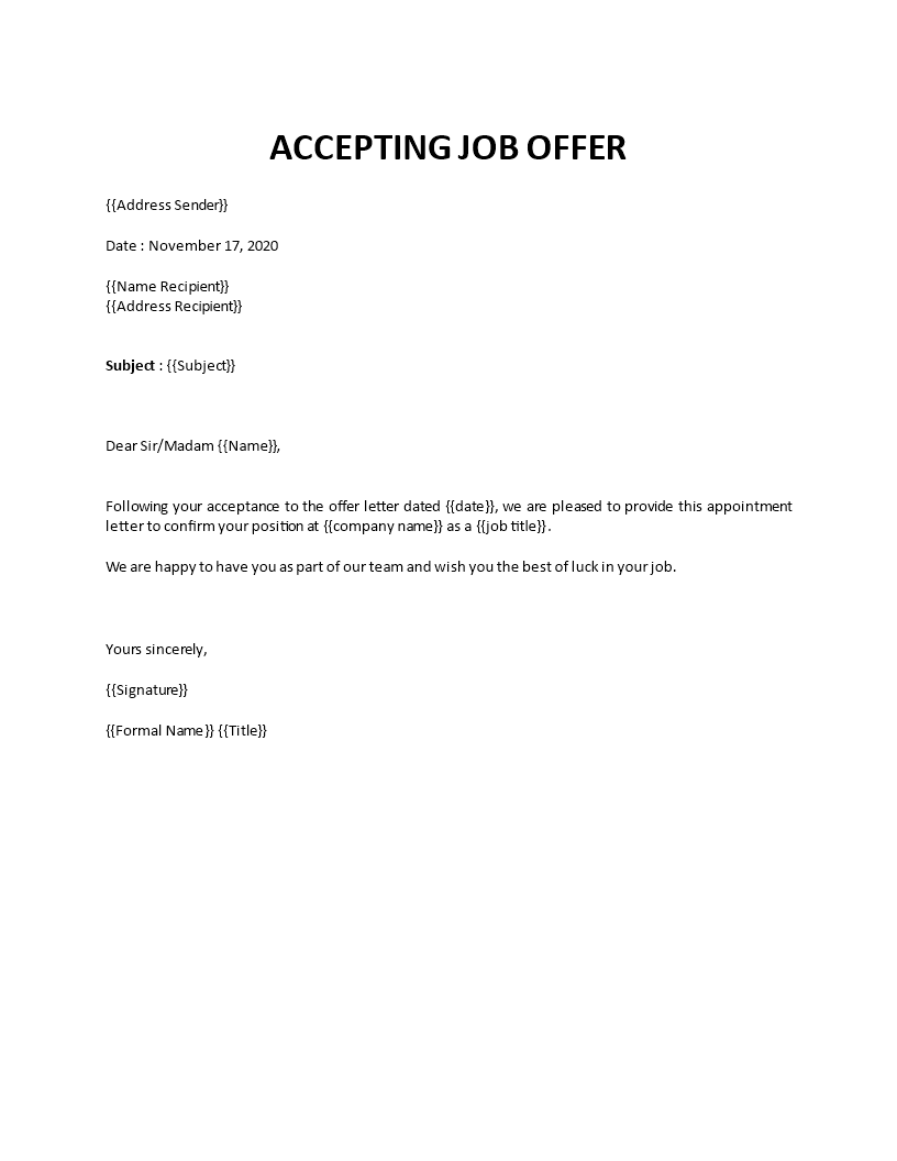 Accepting Job Offer Letter
