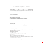 Construction Management Contract Template example document template