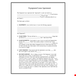 Printable Equipment Lease Agreement example document template