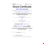 Customize Your Company Stock Certificate Template with Unique Serial Number and Share Details example document template