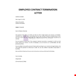 Employee Contract Termination Template example document template