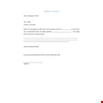 General Affidavit Format (Free Download) example document template
