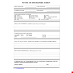 Disciplinary Action Form - Notice Employee | Explained Action example document template
