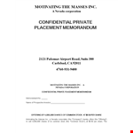 Private Placement Memorandum Template for Company | Business Stock example document template