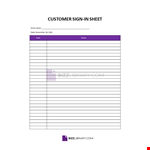 Customer Sign-in sheet example document template