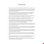 Work Good Speech example document template