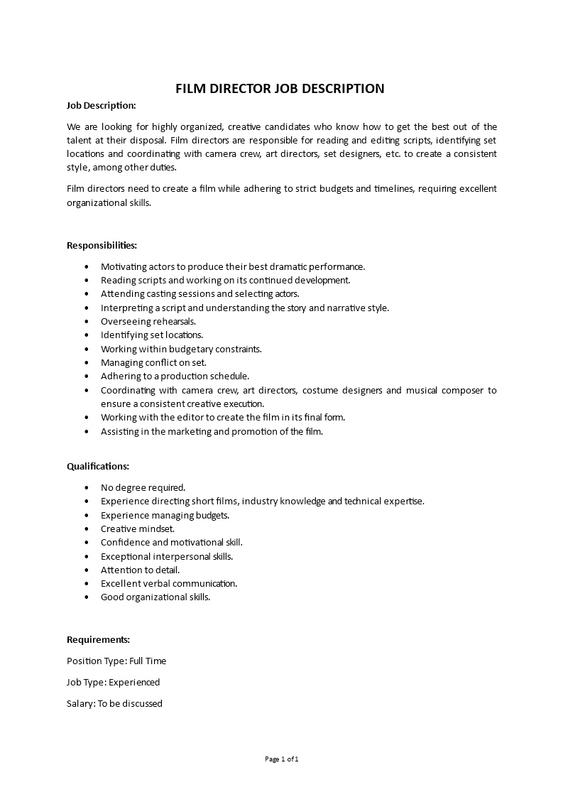 film director job description Main Image film director job description