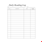 Daily Reading Log Template for avid readers example document template