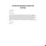 Letter for advance salary for festival example document template
