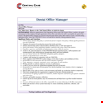 Dentist Office Manager Job Description - Office Staff for Dental Practice example document template