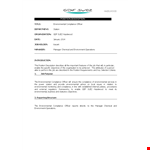 Environmental Compliance Officer Job Description example document template