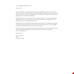 Project Manager Reference Letter example document template